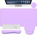 Dapesuom Large Gaming Mouse Pad Mouse Pads with Wrist Rest Wrist Support 4in1 Big XXL Desk Mat Desk Pad + Ergonomic Mousepad + Memory Foam Keyboard Mat Wrist Rest + Coaster Set for Computer Purple