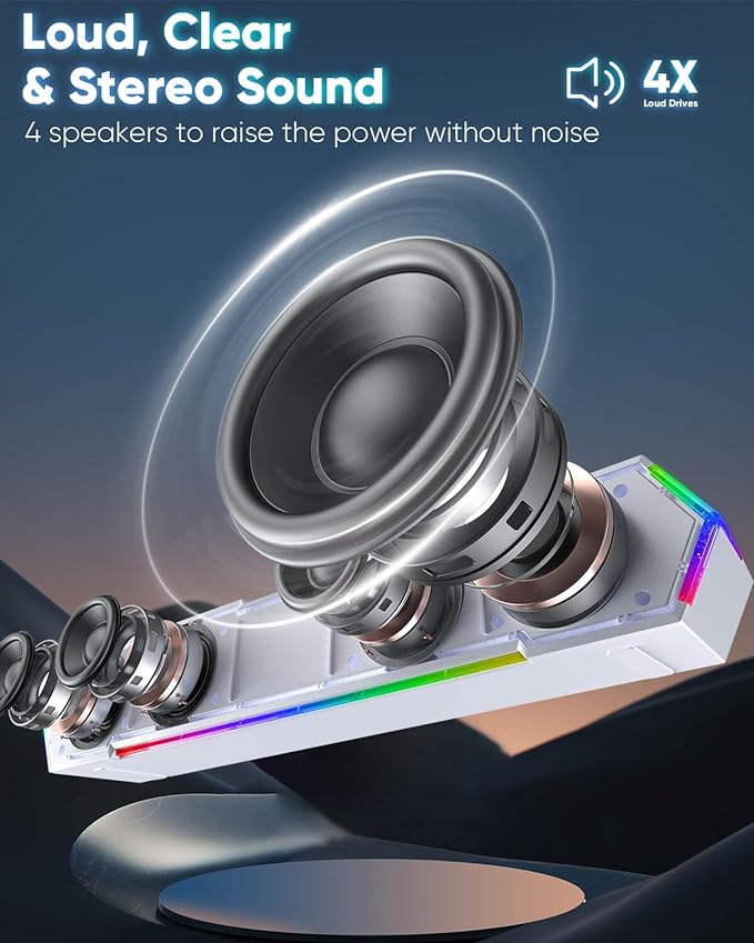 LENRUE G11 Computer Speakers for Desktop Touch Lights PC Speakers with Surge Clear Sound USB C/USB Powered for Computer Desktop PC Laptop Monitor (White)