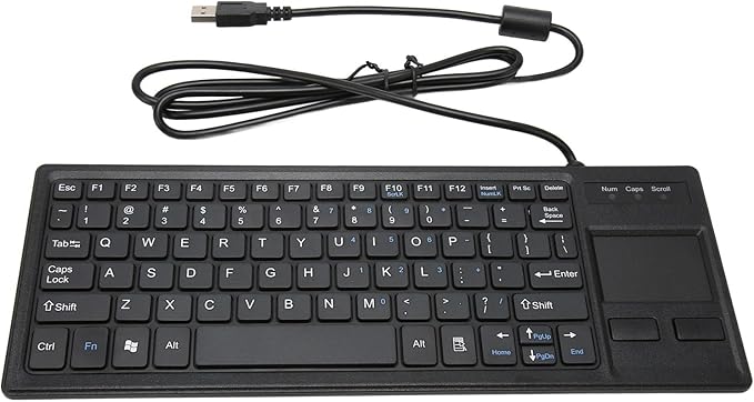 Wired Keyboard with Trackpad Ultra Thin Touch Keyboard with X Scissors Key Built in USB Hub Compact Mini Industrial Keypad for Food Service Marine Medical