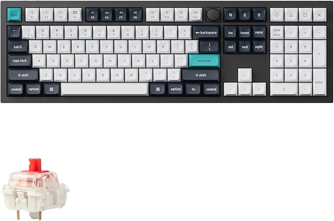 Keychron Q6 Max QMK/VIA Bluetooth Wireless /2.4 GHz/USB-C Wired Custom Mechanical Keyboard Full Size Programmable Knob RGB Backlit Hot-Swappable Gateron Red Switch for Mac Windows Linux - Black