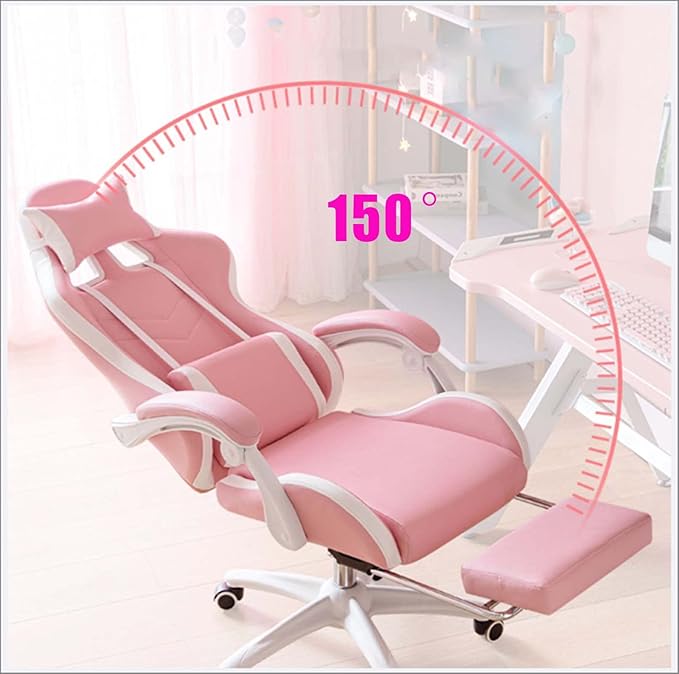 TBQATNTS Pink Girls Gaming ChairCinnamoroll Ergonomic Gaming Chair with FootrestAdjustable Head Pillow and Lumbar Support PC Computer ChairTeen Gaming Chair.Blue