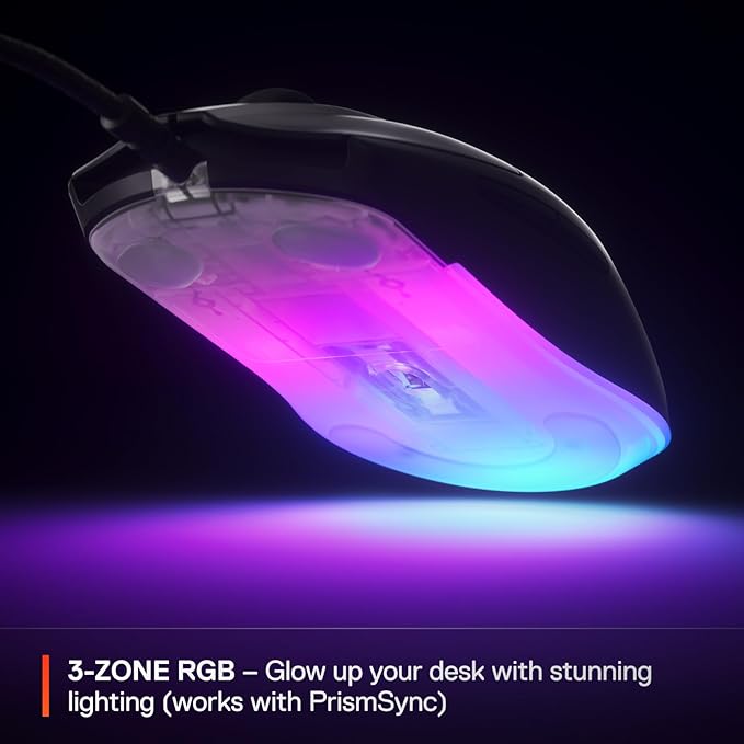 SteelSeries Rival 3 Gen 2 Gaming Mouse — 8500 DPI TrueMove Core Optical Sensor — 60 Million Click Durability — Low Latency — 77g Lightweight — 100% PTFE Feet — RGB — Black (Renewed)