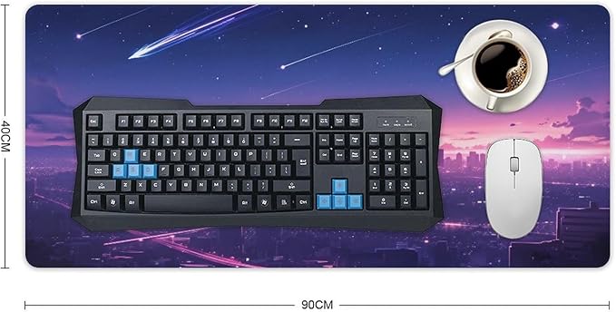City Starry Sky Mouse Pad Large Desk Mat Extended Keyboard Mouse Pad with Non-Slip Base and Stitched Edge Mouse Mat Desk Pad 36x16 Mouse Pads for Desk Home Office Gaming