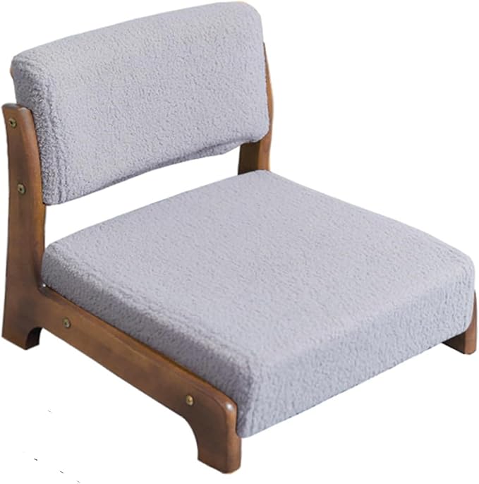 BTZHY Floor Chair Solid Wood Tatami Chair Back Stool Dormitory Bed Chair Window Seat Floor Room Chair Legless Chair(F)