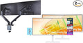 Samsung View Finity S6 S65TC 34 Ultra-WQHD VA Monitor with HDR10 AMD FreeSync Anti Glare Flicker Free Displayport White (LS34C654TANXGO) 2 Pack with DKZ Hub &amp ErgoFlexy Dual Monitor Mount