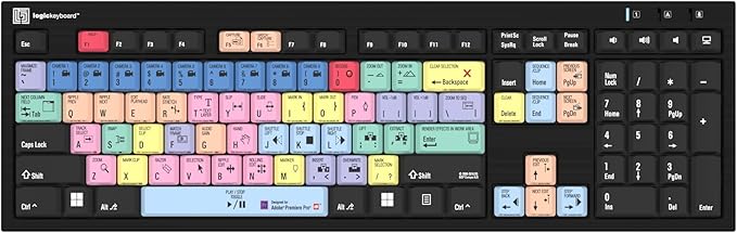 Logickeyboard 'Slimline Nero' Designed for Editing in Adobe Premiere Pro on Windows PC • p/n LKBU-PPROCC-BJPU-US