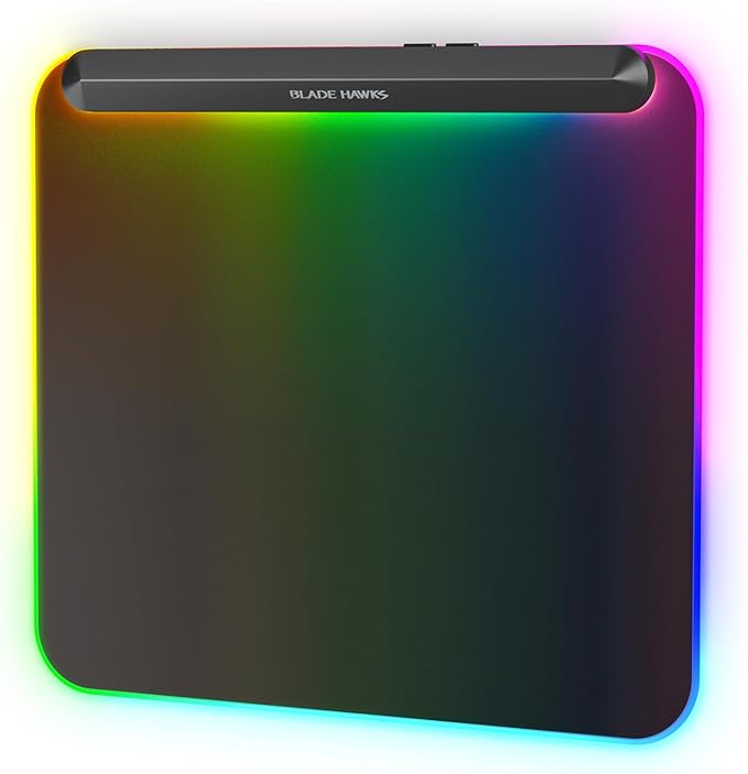 BladeHawks BX10 RGB Full Backlight Gaming Mouse Pad 6 Lighting Modes &amp Colors USB 2.0 &amp Type-C Ports Detachable Type-C Cable Micro-Textured Surface Non-Slip Base (13.4 * 12.2'') – Ideal D