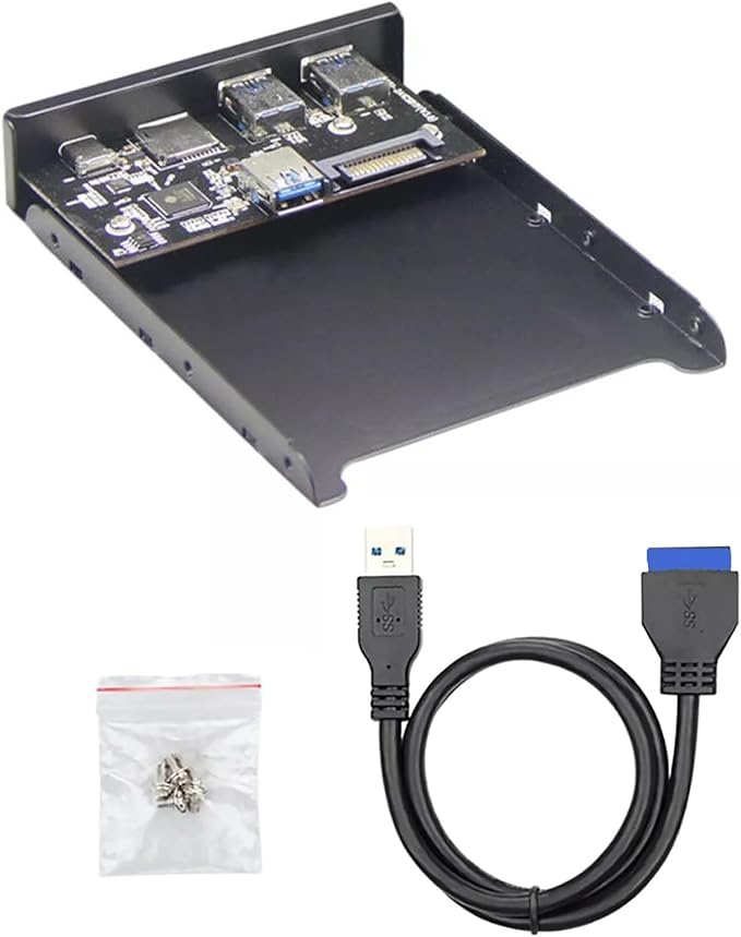 3.5 Inch Front Panel USB C Hub 20 Pin to Type-C USB 3.0 Micro SD/TF Card Reader Parts Up to 5Gb/s