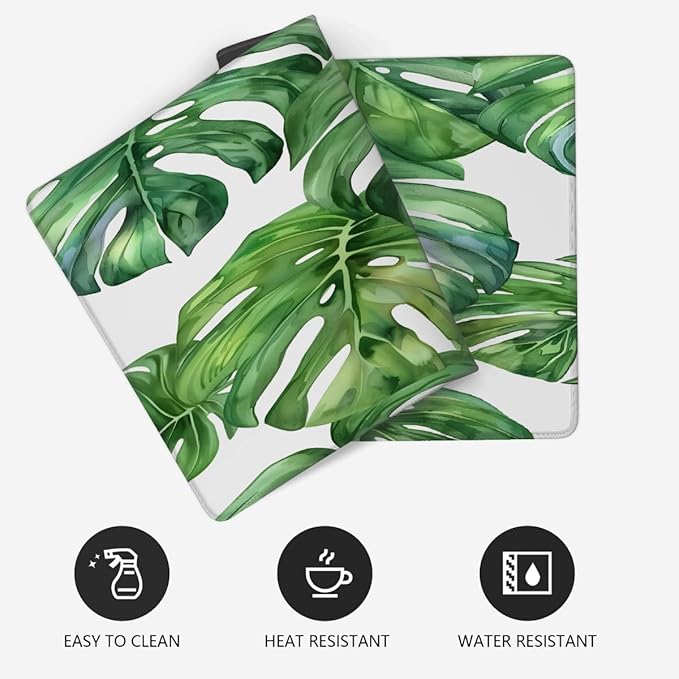 Summer Palm Green Leaf Large Mouse Pad Gaming Mousepad Desk Mat for Desktop Computer Keyboard Waterproof Mouse Mat Desk Pad with Non-Slip Base for Game School Office Home 35.4 x 15.7