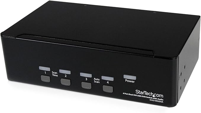 StarTech.com 4-Port Dual KVM Switch with Audio for DVI Computers - Built-in USB Hub TAA (SV431DD2DUA)