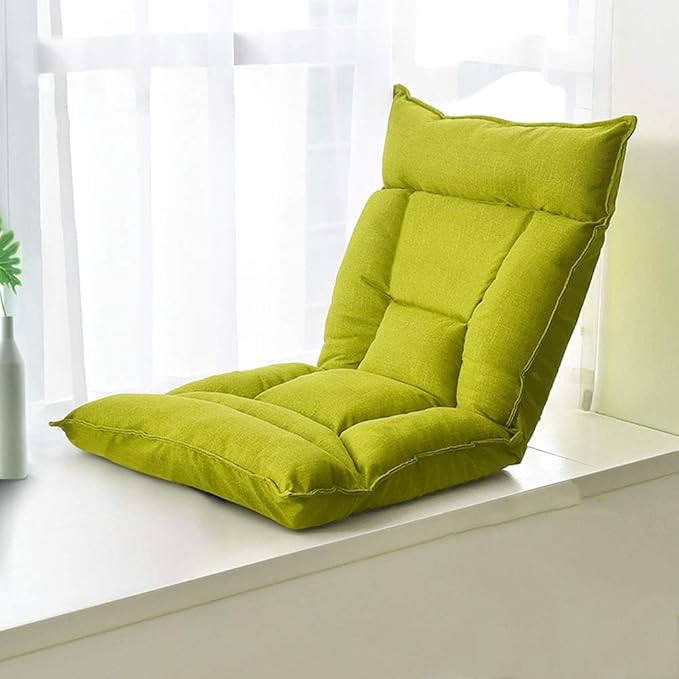 Floor Chair Floor ChairHome Folding Meditation Chair Adjustable Backrest Padded Gaming Chair Floor Seating with Removable Washable Cover for115x58x12cm (Color : Gray) Green