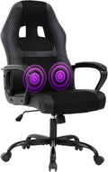 Gaming Chair Office Chair Adjustable Ergonomic High Back Massage Computer Desk Chairs with Lumbar Support PU Leather Racing Chairs Rolling Swivel for Adult &amp TeenBlack