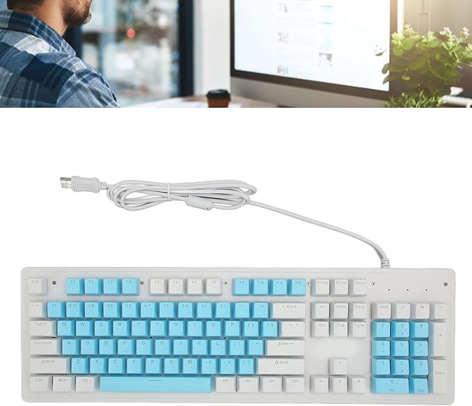 Vikye Gaming Keyboard with Mechanical Switch RGB Backlit 104 Keys USB Cable Widely Compatible with PC Laptop and Desktop (Red Switch