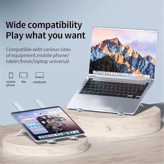 Laptop Stand Laptop Cooler Base Stand Dual Fan Foldable Laptop Cooling Pad Aluminum Portable Bracket Laptop Mount(Gris)