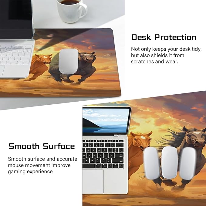 Large Fun Horse Animals Mouse Mat Computer Mousepad with Non-Slip Rubber Base Waterproof Mouse Pad Desktop Keyboard Pad for GamerHome School Laptop Office Accessories16x35.5in