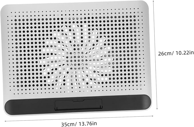 Thin Quiet Laptop Cooler with Fan Speed and Six-Angle Ergonomic Aluminum Stand Dual USB Ports for Home and Office Use Silver
