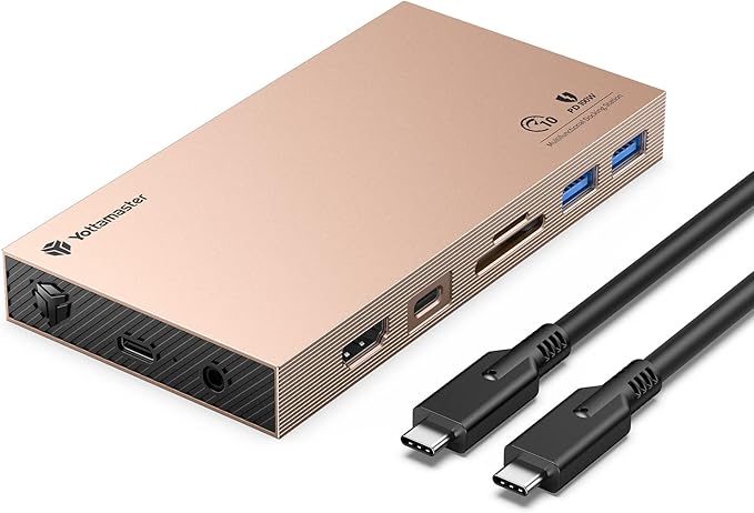 Yottamaster Aluminum USB C Hub with M.2 NVMe SSD Enclosure 10-in-1 USB C Docking Station 10Gbps for NVMe PCI-E M.2 SSD Support 100W Charging 4K HDMI RJ45 4 USB Ports Audio SD/TF Card Reader