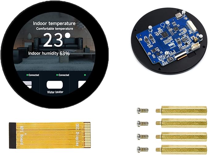 waveshare 3.4inch DSI Round Touch Display 800 x 800 IPS Screen 170° Viewing Angle for Raspberry Pi 4B/3B+/3A+ Compute Module 4/3+/3