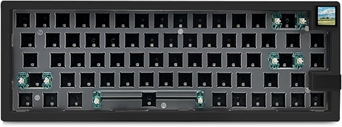 GMK67S Keyboard Barebones Kit65% Gasket Mount Hot Swap PCB Tri-Mode BT5.0/2.4G/Type-C Wireless Mechanical Keyboard with TFT-LCD Screen VIA Programmable Custom RGB Gaming Keybaord DIY Kit (Black)
