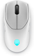 Alienware AW720M Tri-Mode Wireless Gaming Mouse - 2.4GHz Wireless Bluetooth 5.1 26000 DPI 8-Fully Programmable Buttons Magnetic Snap Charging Adapter USB-A to USB-C Cable - Lunar Light