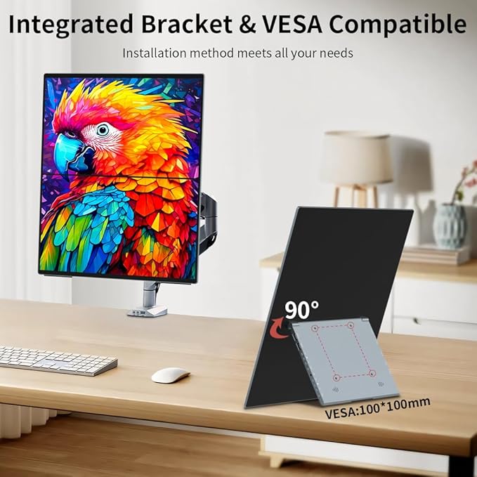 Dual Monitor 14 Inch 2K OLEDPortable Touch Monitor for Laptop Extender| 2K |100% DCI P3|Plug-Play|Stand- VESA| |Slim-Frameless| Computer Triple Display Laptop PC Windows Mac