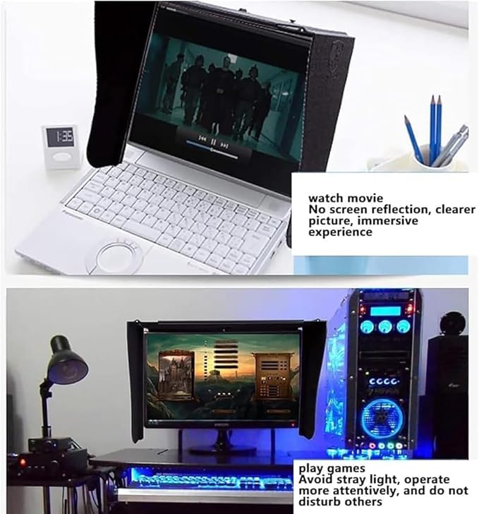 27-inch Display Monitor Hood Sunshade Screen Sun Visor Adjustable Monitor Hood All-Sides Coverage Sun Shade for Dell HP Viewsonic Philips Samsung Lenovo ASUS LG EIZO NEC ACER