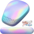 Mouse Pad with Wrist Rest Comfortable Memory Foam Wrist Rest for Computer Keyboard Ergonomic Mouse Pad Set for Easy Typing &amp Pain Relief - Gradient Blue Pink