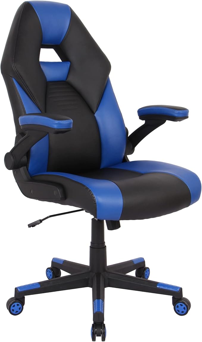 RS Gaming™ RGX Faux Leather High-Back Gaming Office Chair Black/Blue BIFMA Compliant