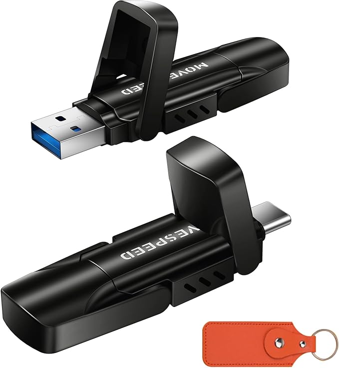 MOVE SPEED 2TB USB Drive 570MB/S Read Speed External SSD with Dual Port Type C + USB 3.2 Portable SSD for iPhone 17/16/15 Series Android Mac Windows