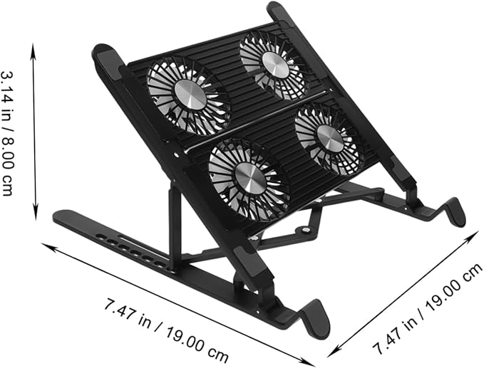 1Set Adjustable Laptop Cooling Stand with Fans Portable Notebook Cooler Pad for Comfortable Use Desk Table USB Powered Ergonomic Design for Efficient Heat Dissipation
