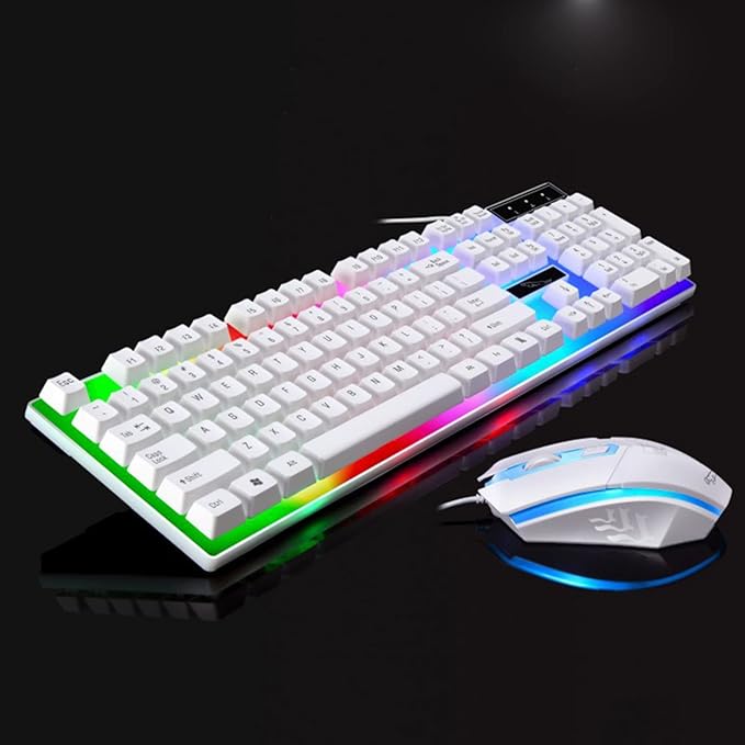 Gaming Keyboards and Mouse 1 Set G21 Wired Keyboard Sensitive Plug Play ABS RGB Backlight 1600dpi Mouse for Computer