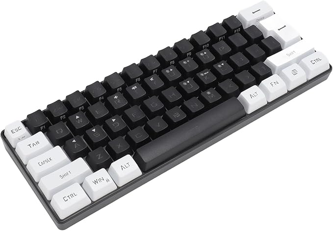 60% Percent Keyboard RGB Wired Gaming Keyboard Hot Swappable Keyboard 61 Keys Small Compact Keyboard for PC Typist Travel (Black and White) Serounderryn6e0mfsb-12