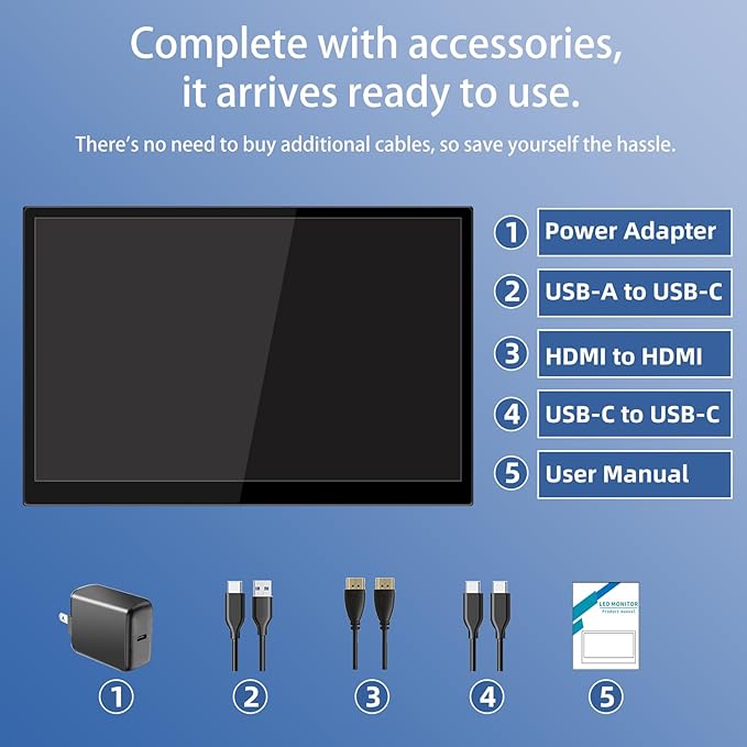 Portable Touchscreen Monitor 16 Inch 1920X1200P Monitor IPS Touch Screen Monitor with USB C HDMI Port 300cd/m² External Monitor for Laptop PC Phones Computer Ras Pi