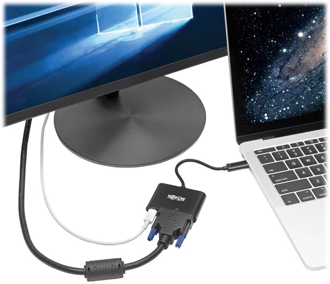 Tripp Lite USB C to DVI Adapter Converter w/PD Charging 1080p Black USB Type C to DVI USB 3.1 Thunderbolt 3 (U444-06N-DB-C)