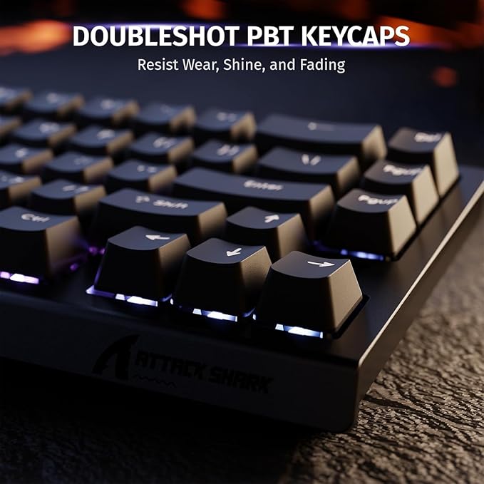 ATTACK SHARK X68 HE Rapid Trigger Mechanical Gaming Keyboard 60% Wired TKL with Adjustable ActuationHall Effect Magnetic Switch8KHz Polling RateRGB BacklitTop Mount for PC Mac Esport Gamer(Black)