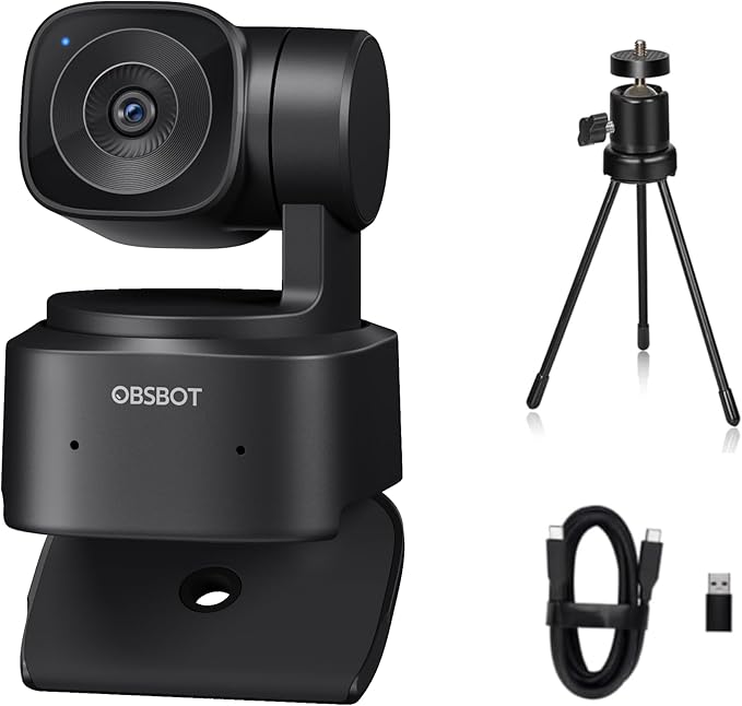 OBSBOT Tiny SE Webcam-1080P 100FPS-Extra Tripod-Video CallHD PTZ Webcam1/2.8 SensorGesture Control4X ZoomAI Auto TrackLiveStream for Game/Meet/Educate-Web Camera for Desktop ComputerPCLaptop