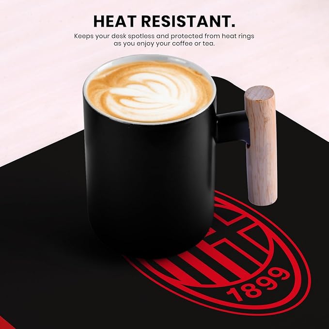 Head Case Designs Officially Licensed AC Milan Red &amp Black Crest Logo 23.62 x 11.81 x 0.12 inches (600 x 300 mm) - L Gaming Office Desk PC Keyboard Mouse Mat Pad