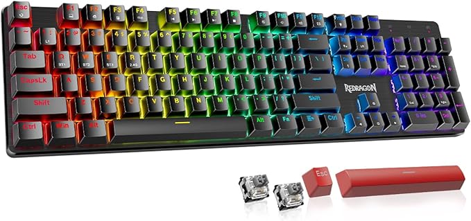 Redragon K671KS Wireless Mechanical Gaming Keyboard Tri Mode BT/2.4G/USB-C Hot Swappable Custom Keyboard RGB Backlit Computer Gaming Keyboards PBT Keycaps Programmable for PC/Tablet/MAC