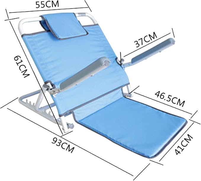Adjustable Padded Folding Lightweight Bed Backrest Disability Adjustable Angle Breathable Fabric Sit-Up Back Rest for Orthopedic for Elderly Patient(Color: Blue) for Bed