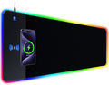 RGB Gaming Mouse Pad With 15W Wireless Charging Extra Large LED Mousepad 14 Light Modes XXL Size Ergonomic Computer Pad Non-Slip Rubber Base for Laptop Gifts for Gamer/Men