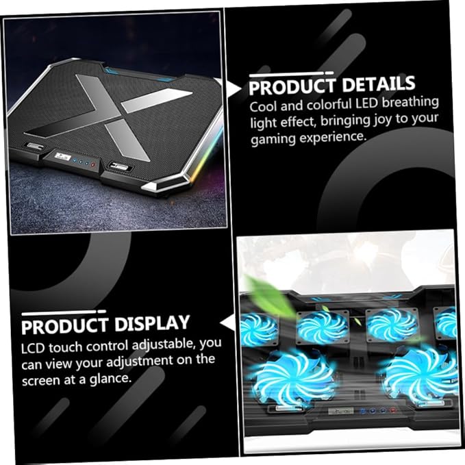 DOITOOL Cooling Pad for Laptop RGB Luminous Base Led Fan for Gaming Notebook Quiet Design