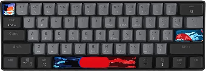 Protable 60% Percent Gaming Keyboard Mechanical Mini Compact RGB Backlit 61 Keys Wired Office Keyboard with Blue Switch for Mac/Win (Dolch/Blue Switch)