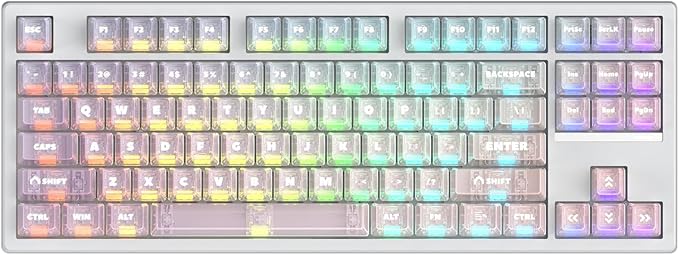 FE87 V2 Wired Mechanical Keyboard Dual 8KHZ Polling Rate Support SODC/Latency As 0.125MS/ARGBHot Swappable Gasket Sturcture Gaming Keyboard (White/White Snake Switch)