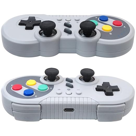 Homesweet Classic Design Wireless Gamepad for Switch Console and for Windows Retro Inspired with Motion Controls Vibration Feedback Turbo Wakeup - Gray
