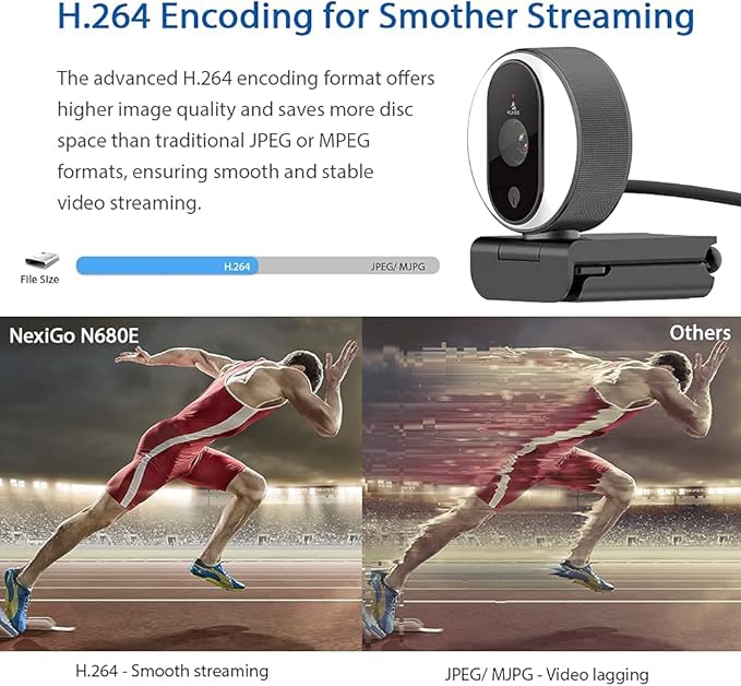 NexiGo N680E 1080P Webcam with Ring Light Privacy Cover and Dual Microphone Advanced Auto-Focus Adjustable Brightness Streaming Web Camera for Zoom Skype Facetime PC Mac Laptop Desktop