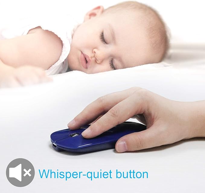 FENIFOX Bluetooth Mouse Slim Whisper-Quiet Mini Flat Portable Mobile Mice Rechargeable Compatible with LaptopPCAndroid Windows Tablet (Deep Blue)