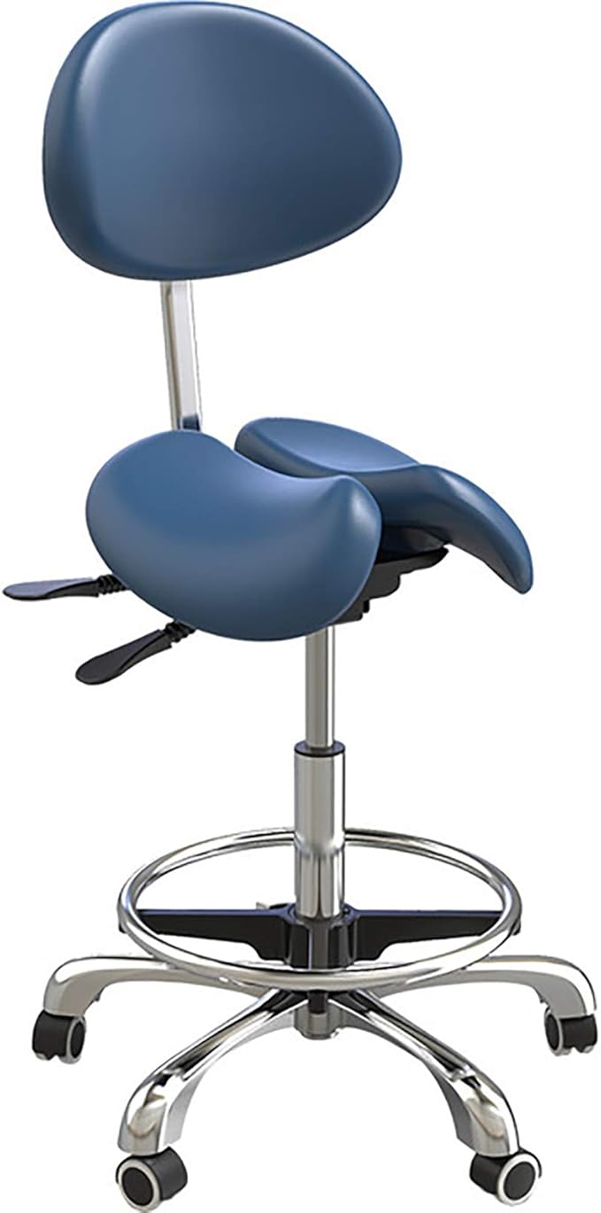 Gaming Chair Computer Chair Saddle Stool Chair with WheelsHeight Adjustable Saddle Seat Stool with BackrestPU Leather Computer ChairSplit Style Desk Ch
