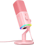 MAONO USB/XLR Podcasting Microphone for PC Gaming Streaming Dynamic Mic with Mute Button RGB Desktop StandComputer Mic for Video Studio Recording-PD100XPink
