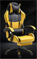 Gaming Chair Computer Chair Office Gaming Chairs for Adults Gamer Chair Racer Gaming Chair Leather Recliner w/Lumbar Support Yellow