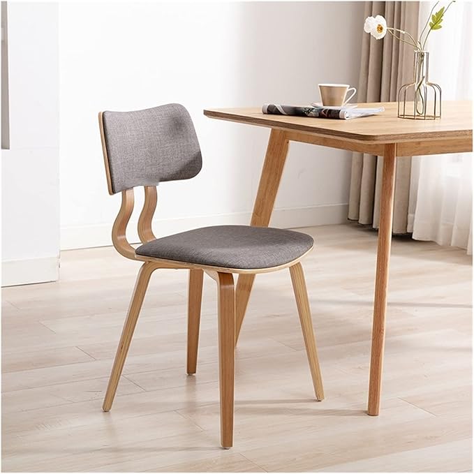 Adjustable Office Computer Chair with Armrest Solid Wood Dining Chairs Kitchen Furniture Hotel Restaurant Chair Household Backrest Room(Gray-Wood)
